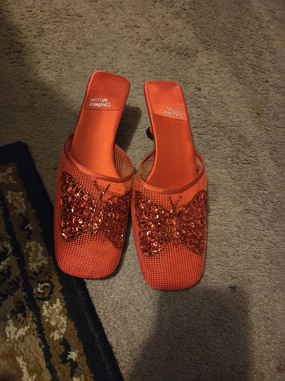 Jeffrey Campbell Red Sequin Butterfly Mules
